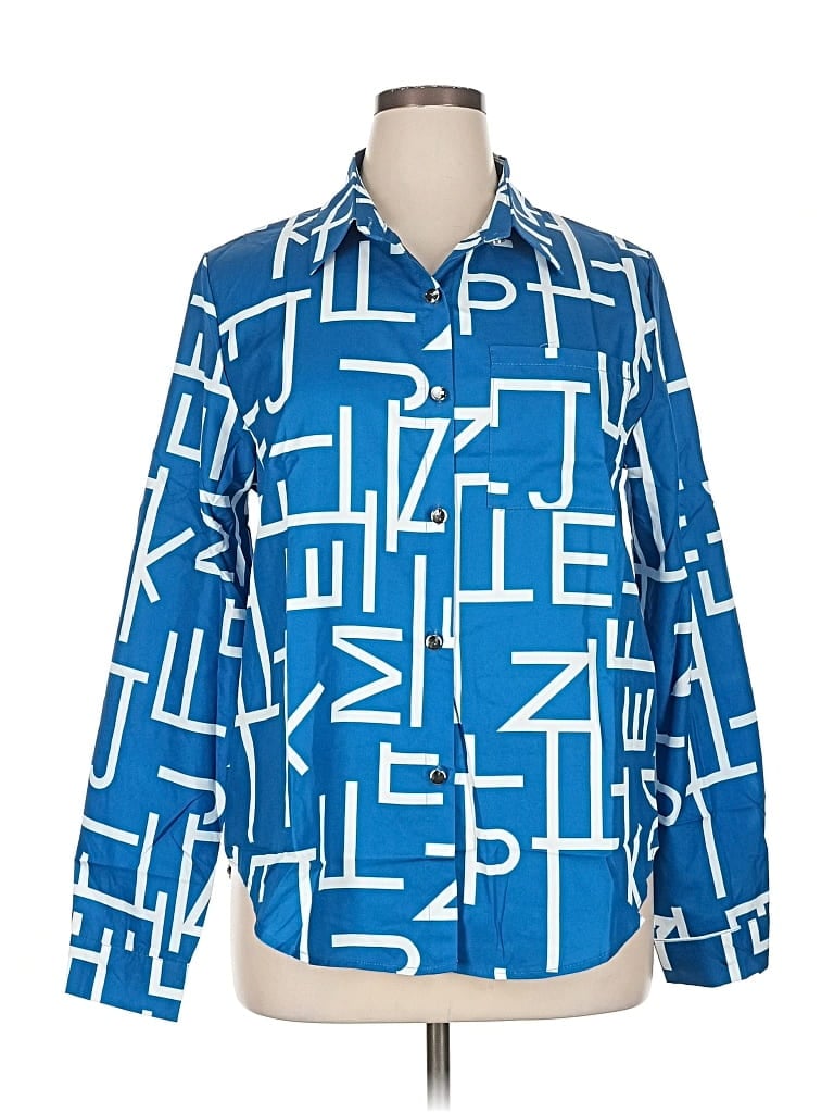 Pre-owned Unbranded Long Sleeve Blouse In Blue