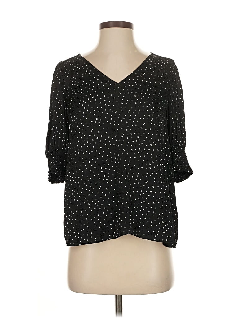 Pre-owned Maison D' Amelie 3/4 Sleeve Blouse In Black