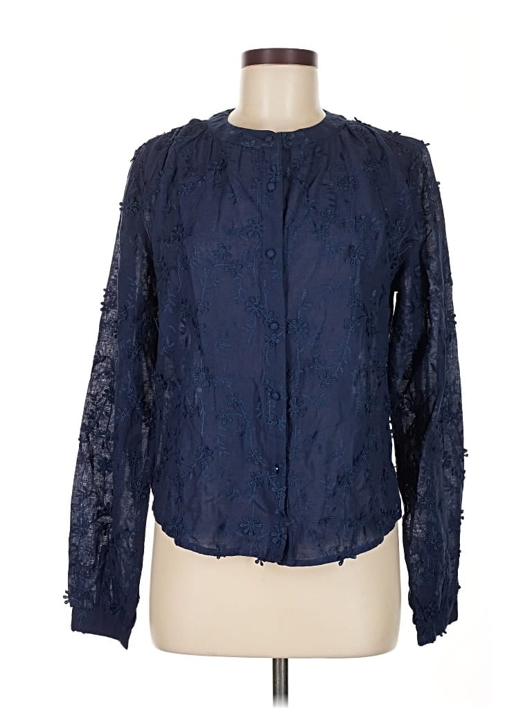 Pre-owned Lulus Long Sleeve Blouse In Blue