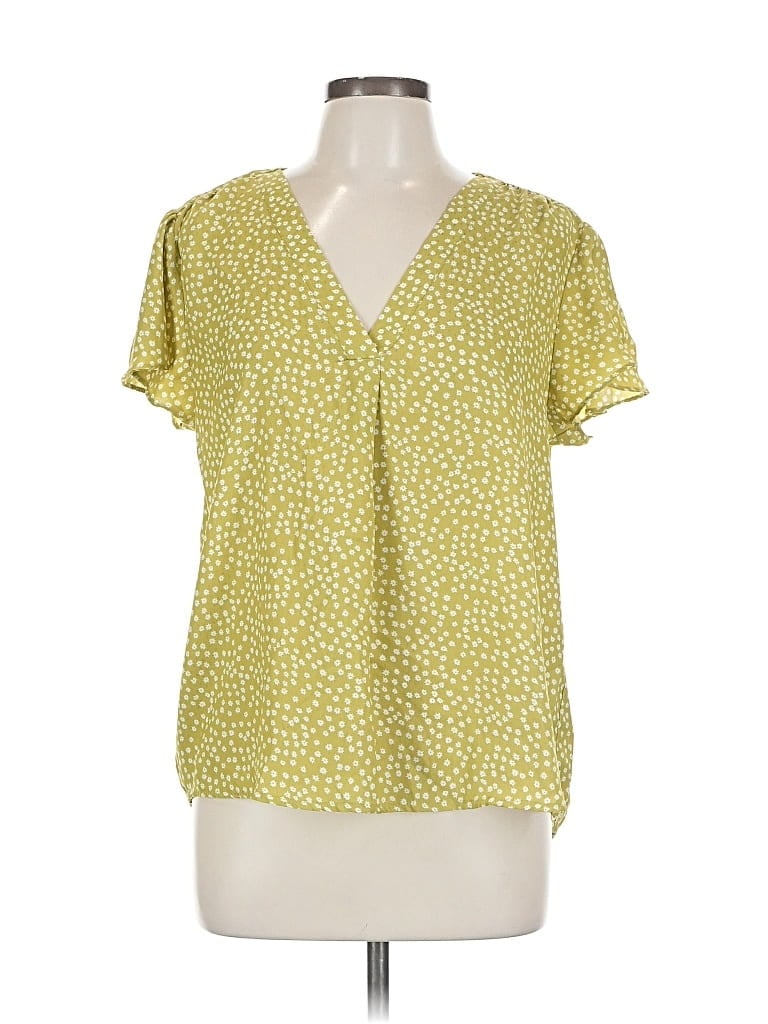Pre-owned Carolina Belle Short Sleeve Blouse In Yellow