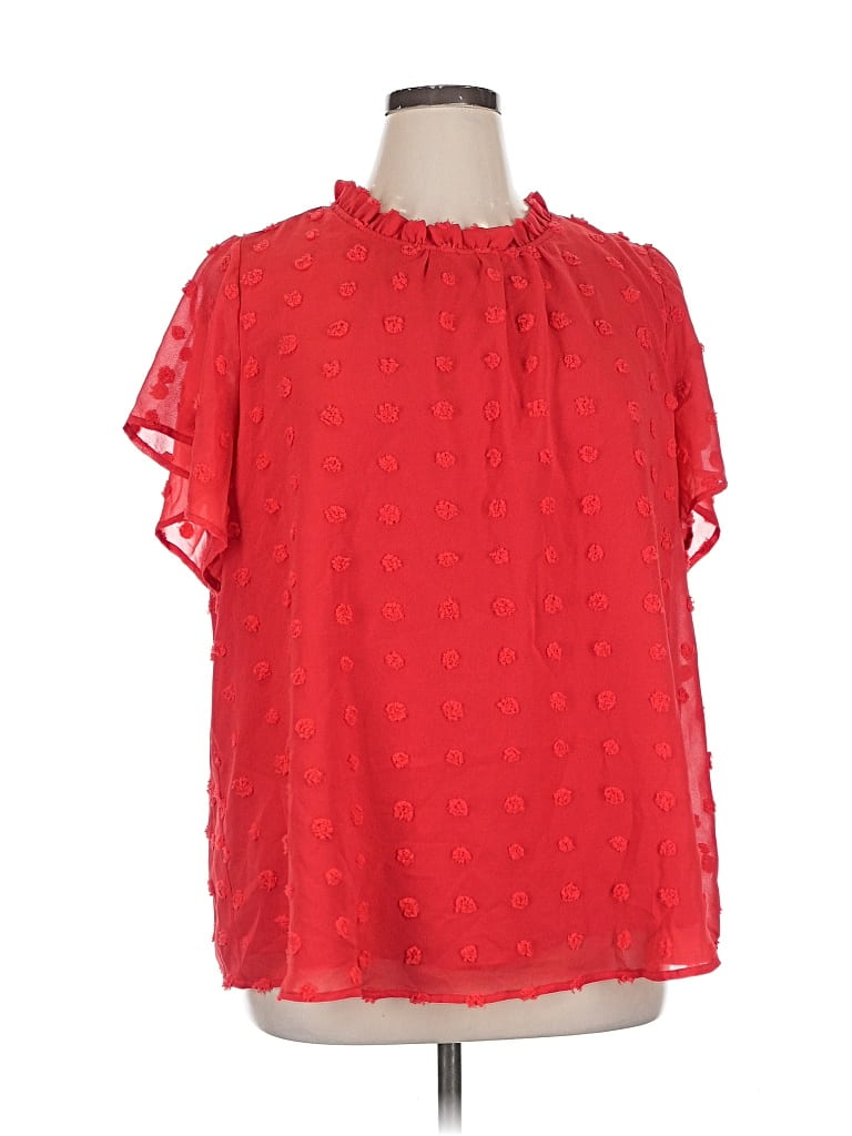 Pre-owned Chic Soul (chicsoul.com) Short Sleeve Blouse In Red