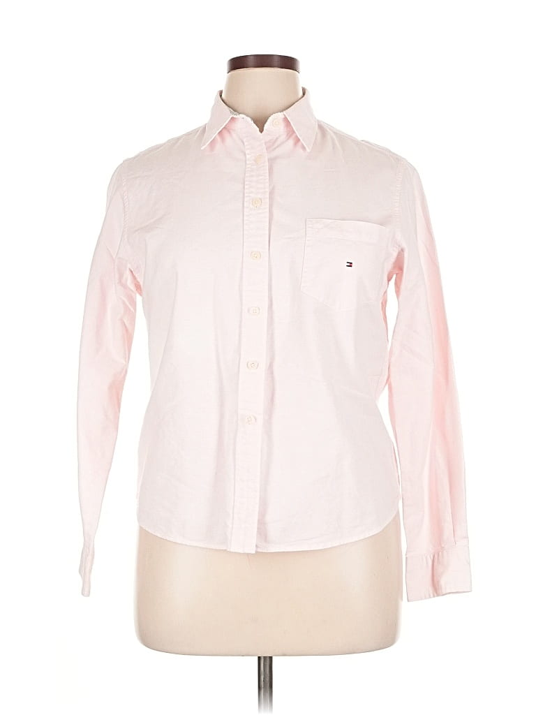 Pre-owned Tommy Hilfiger Long Sleeve Button Down Shirt In Pink