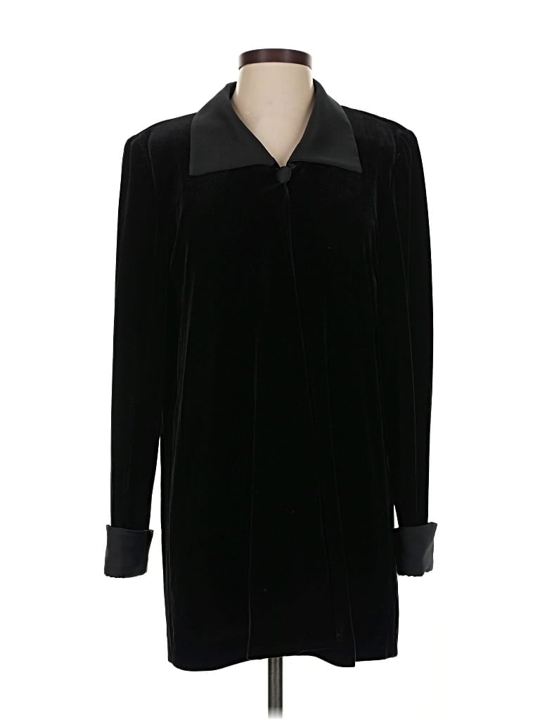 Pre-owned Alex Evenings Long Sleeve Top Black Collared Neckline Tops