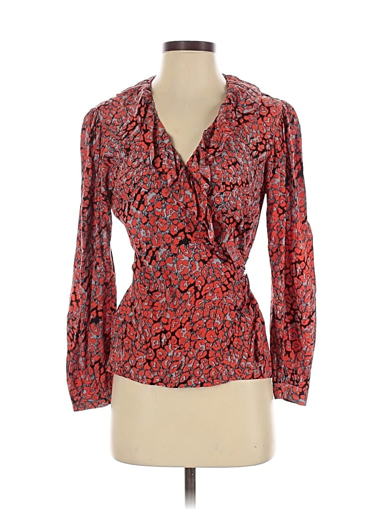 Pre-owned Maje Long Sleeve Blouse In Red