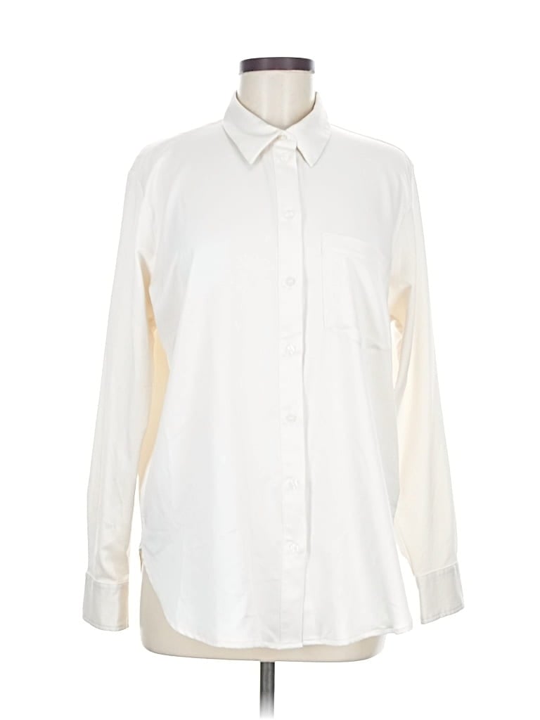 Pre-owned Gap Long Sleeve Blouse In White