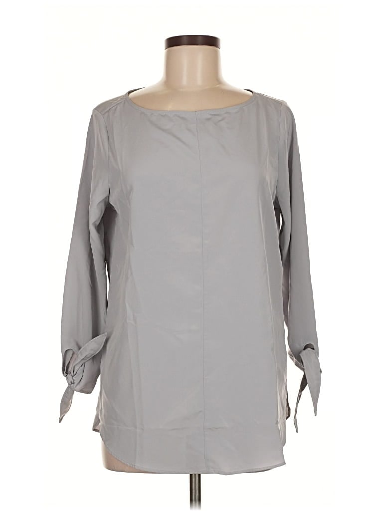 Pre-owned Lands' End 3/4 Sleeve Blouse In Gray