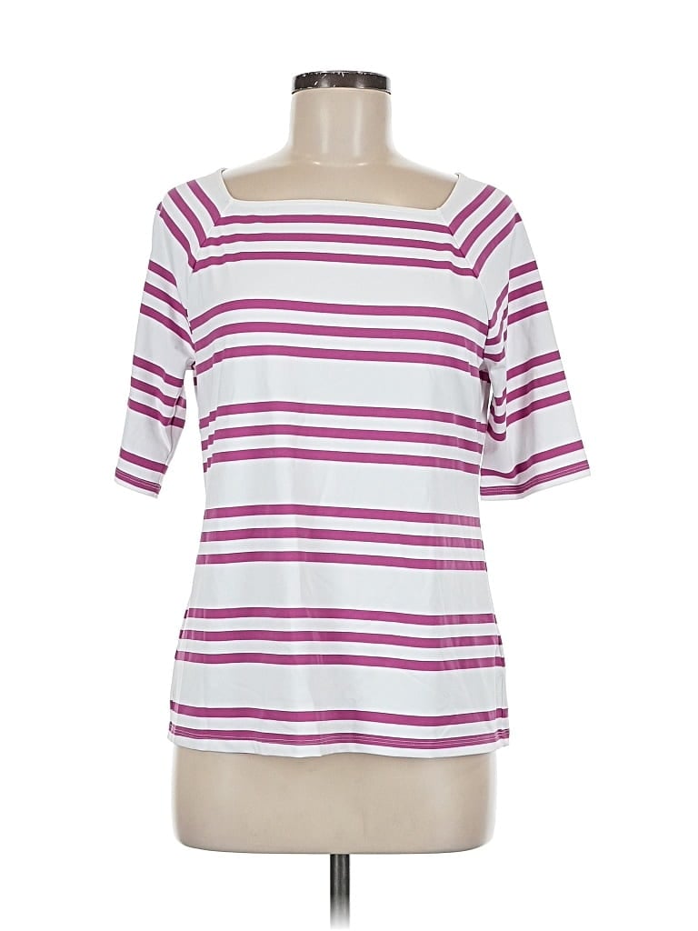 Talbots Short Sleeve Top Pink Boatneck Tops In Multi