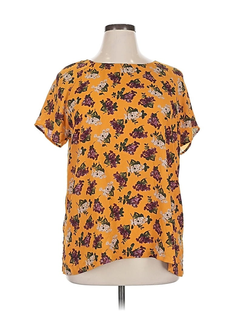 Pre-owned Ann Taylor Loft Outlet Short Sleeve Blouse In Yellow