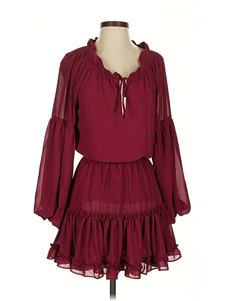 Pre-owned Buddy Love Casual Dress In Burgundy