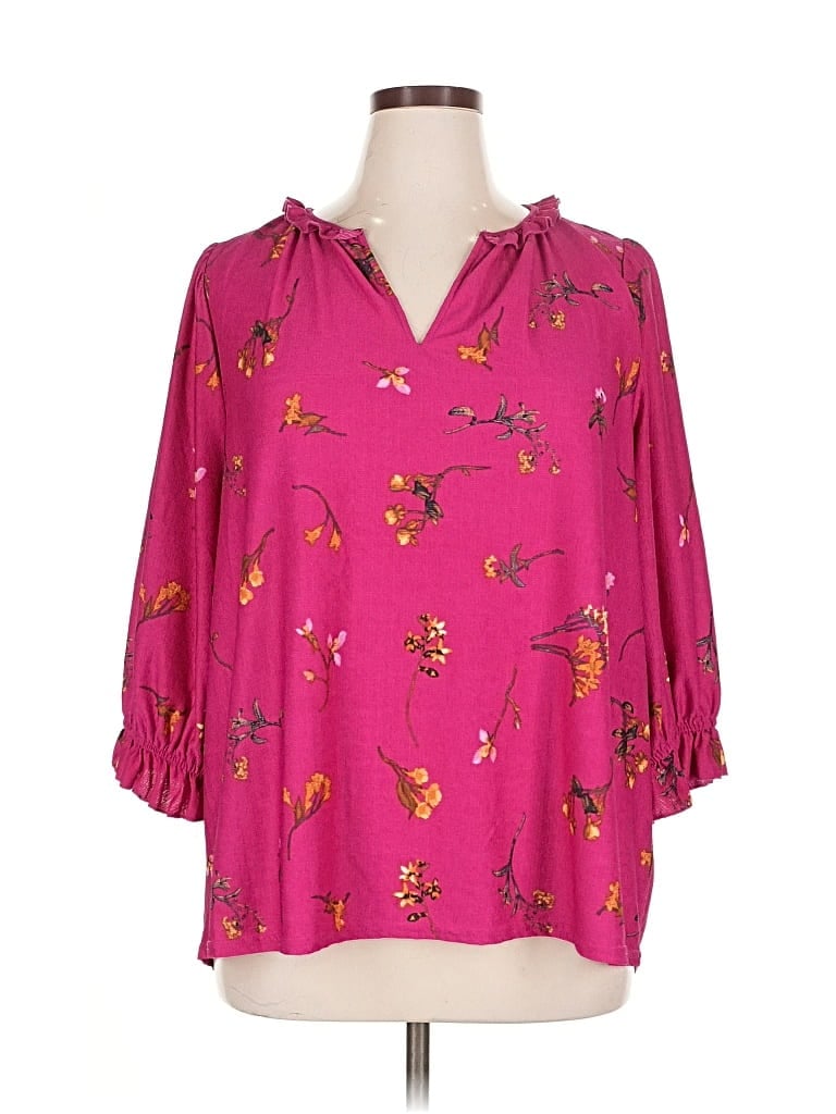 Pre-owned Melloday 3/4 Sleeve Blouse In Pink