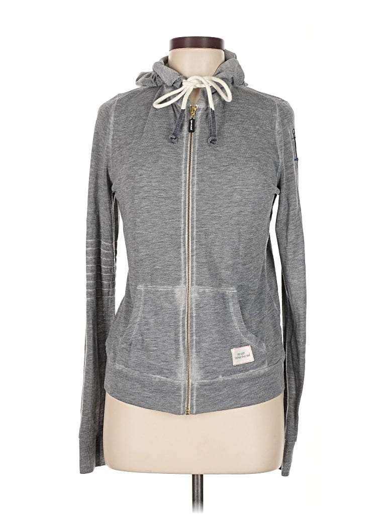 Pre-owned Peace Love World Zip Up Hoodie In Gray