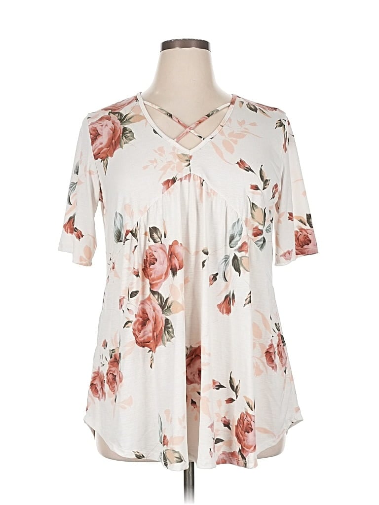 Pre-owned Heimish Usa Short Sleeve Blouse In White