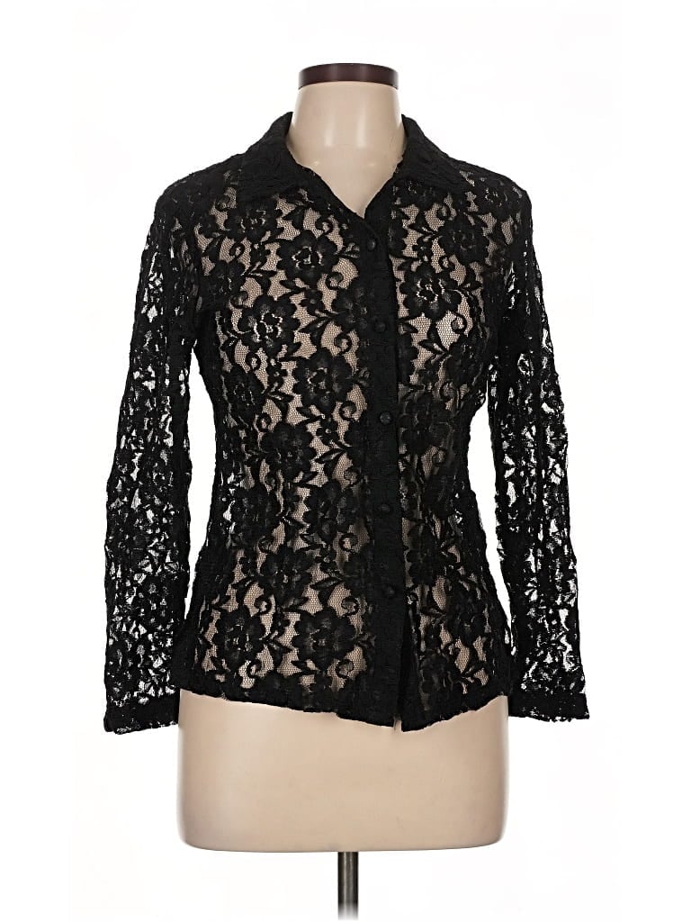 Pre-owned Ronni Nicole Long Sleeve Blouse In Black