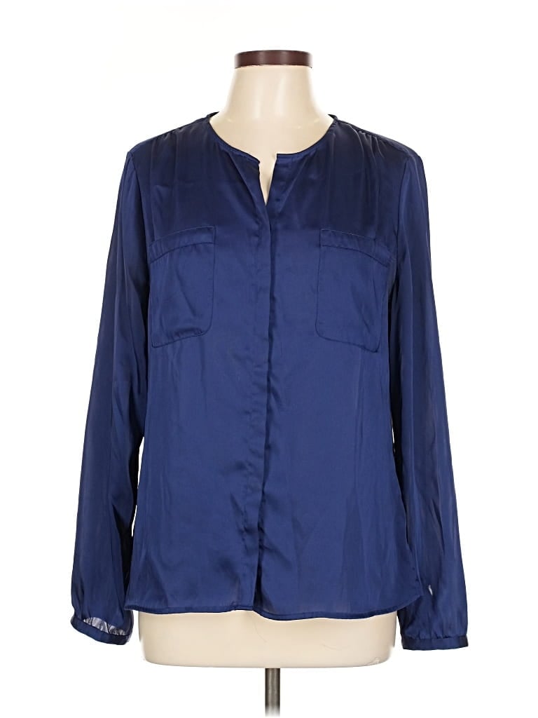 Pre-owned Liz Claiborne Long Sleeve Blouse In Blue