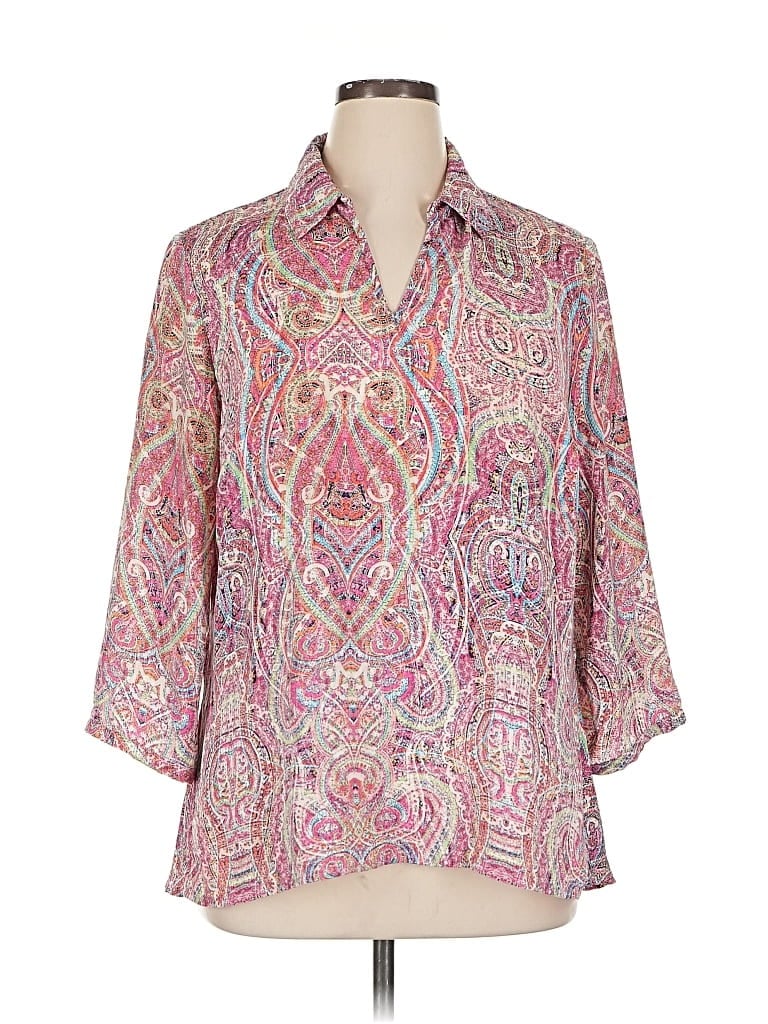 Pre-owned Investments 3/4 Sleeve Blouse In Pink