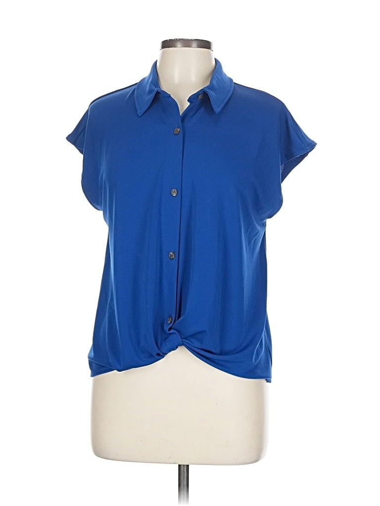 Pre-owned Banana Republic Factory Store Short Sleeve Blouse In Blue