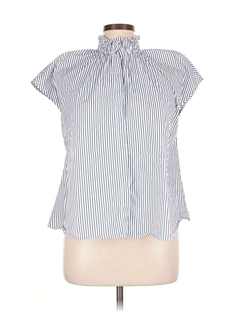 Pre-owned Pomander Place Short Sleeve Blouse In Blue