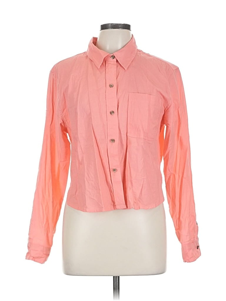 Pre-owned Universal Thread Long Sleeve Button Down Shirt In Orange