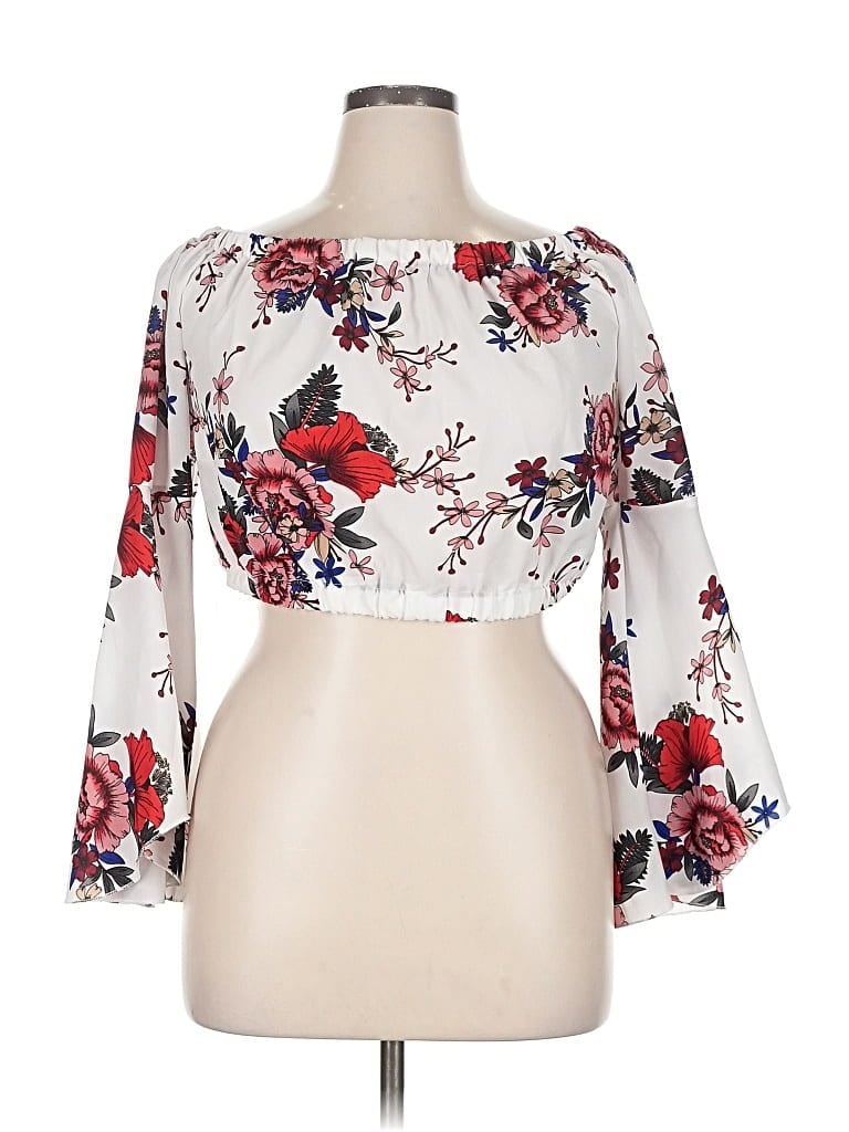 Pre-owned Shein Curve 3/4 Sleeve Blouse In White