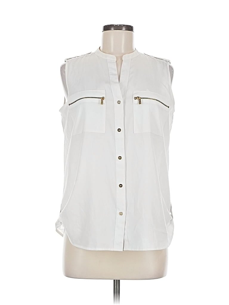 Pre-owned Calvin Klein Sleeveless Blouse In White