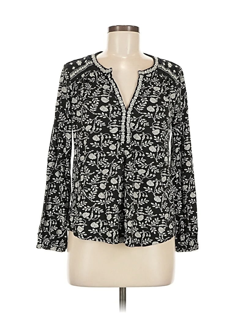 Pre-owned Lucky Brand Long Sleeve Henley Shirt In Black