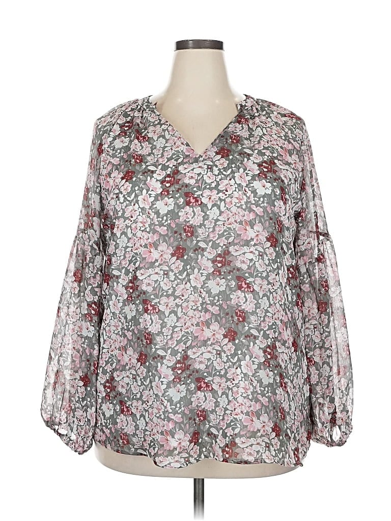 Pre-owned Unbranded 3/4 Sleeve Blouse In Gray