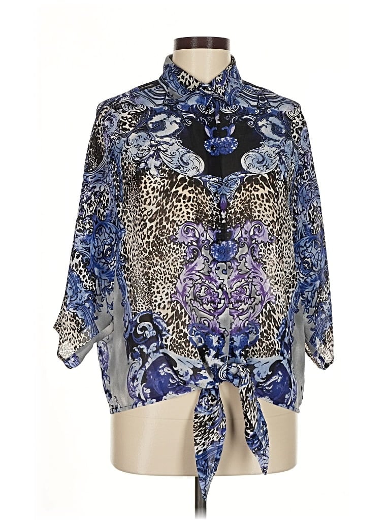 Pre-owned Alberto Makali 3/4 Sleeve Blouse In Blue
