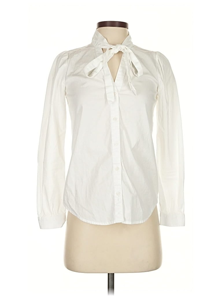 Pre-owned J.crew Factory Store Long Sleeve Blouse In White