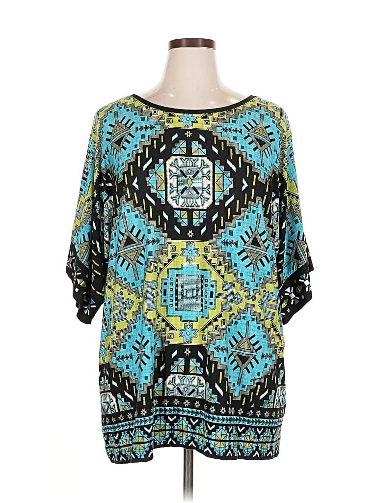 Pre-owned Ruby Rd. Short Sleeve Blouse In Blue