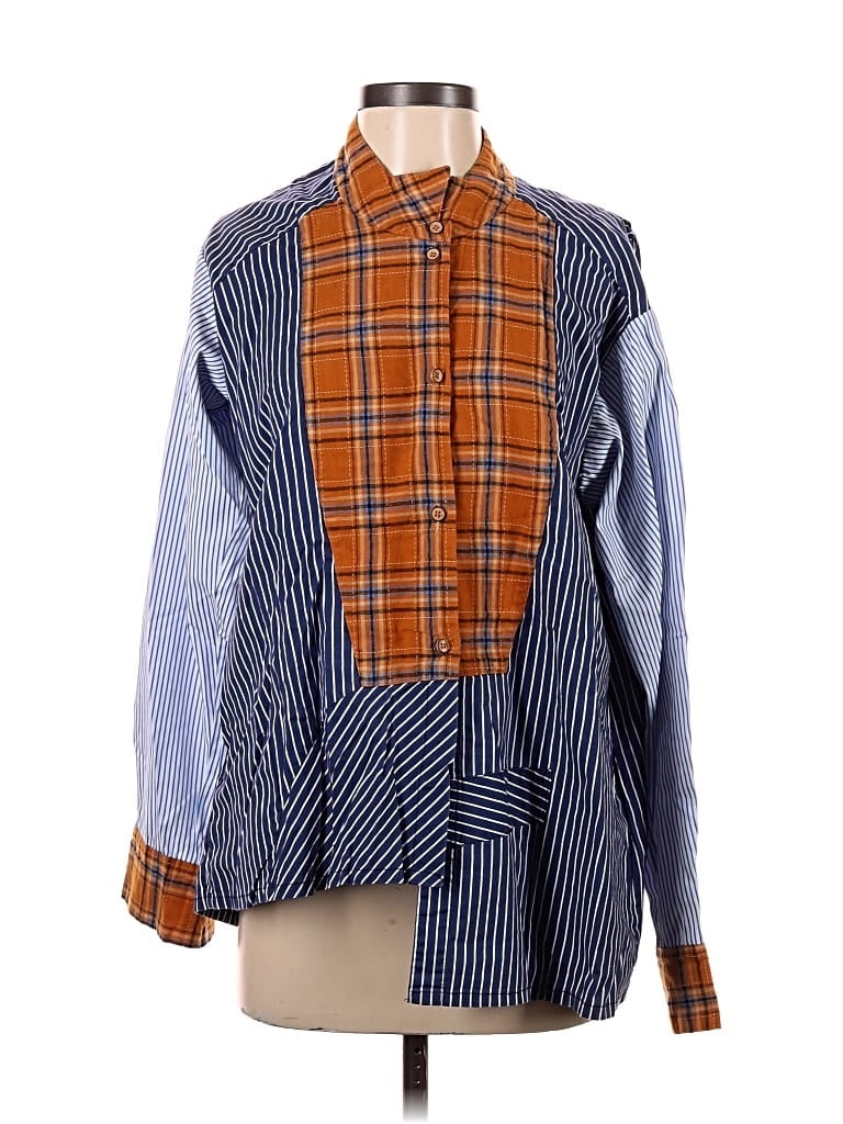 Pre-owned Assorted Brands Long Sleeve Button Down Shirt In Blue