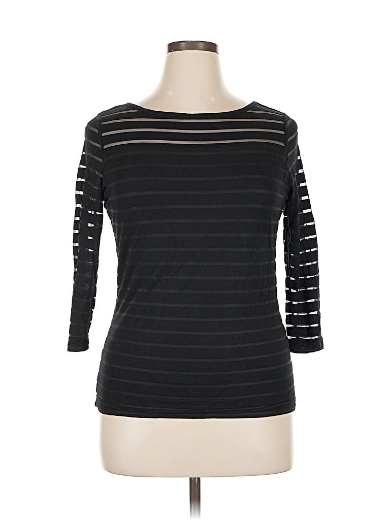 Pre-owned Inc International Concepts 3/4 Sleeve T-shirt In Black