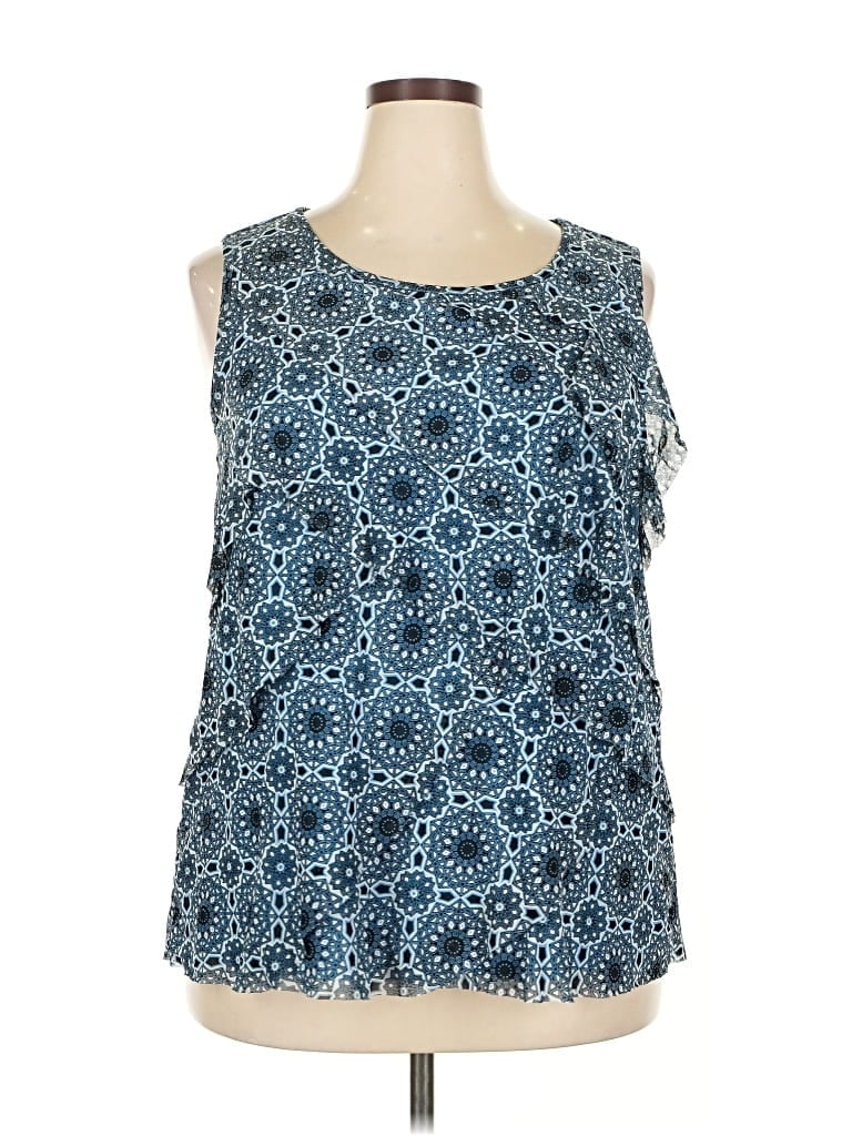 Pre-owned Roz & Ali Sleeveless Blouse In Blue