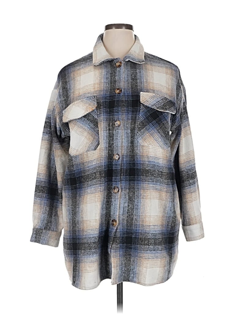 Pre-owned Prettygarden Long Sleeve Button Down Shirt In Blue