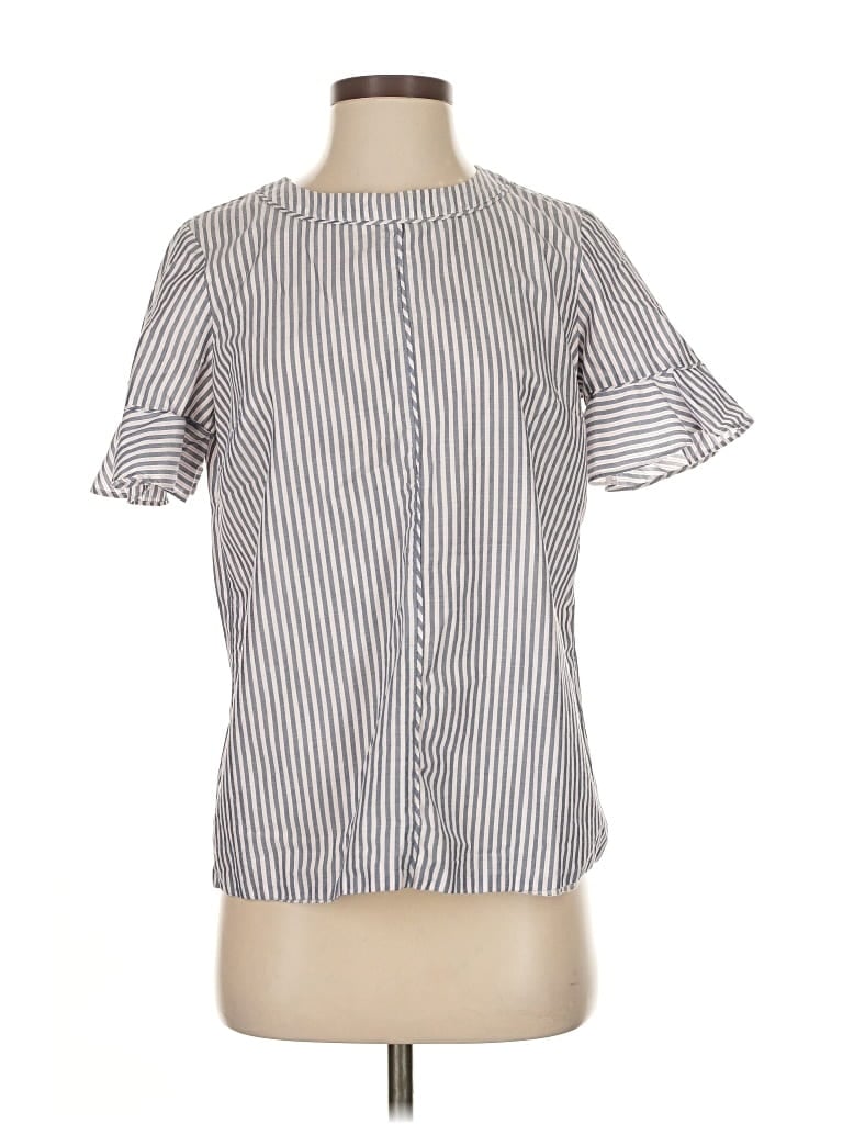 Pre-owned Banana Republic Short Sleeve Blouse In Silver