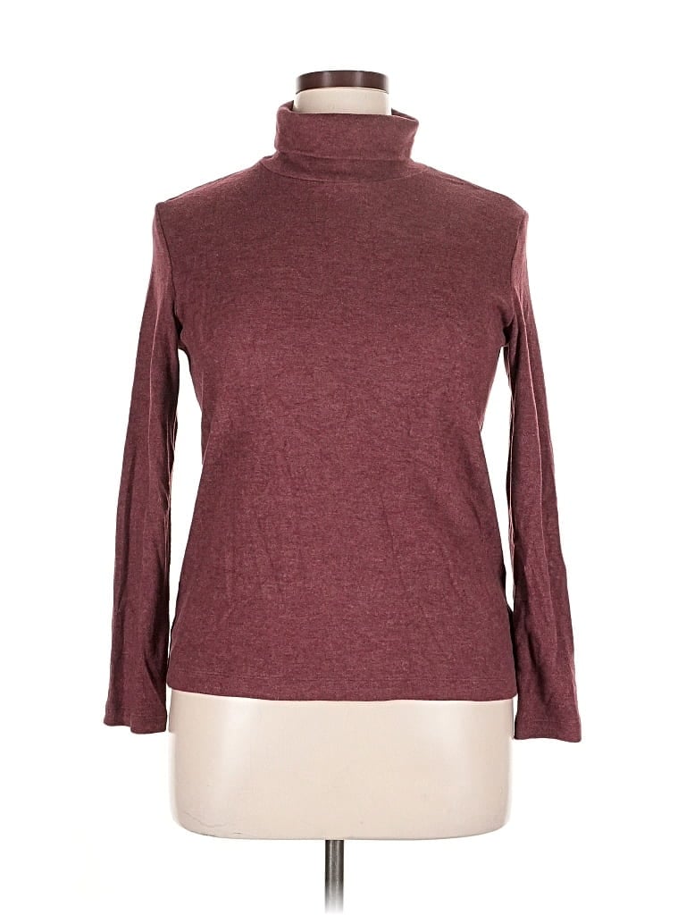 Pre-owned Uniqlo Long Sleeve Turtleneck In Burgundy