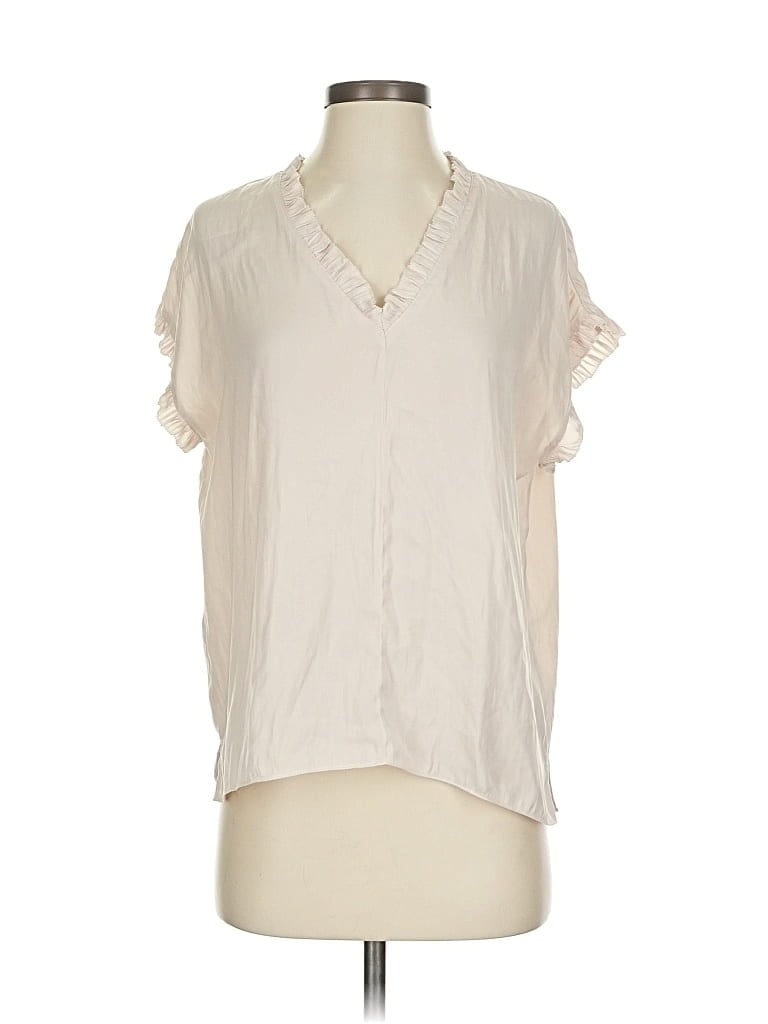 Pre-owned Grade & Gather Short Sleeve Blouse In White