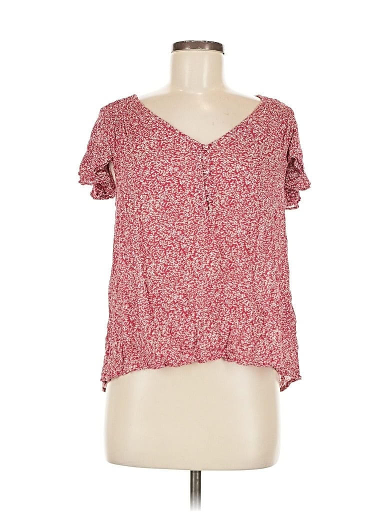 Pre-owned Lucky Brand Short Sleeve Blouse In Red
