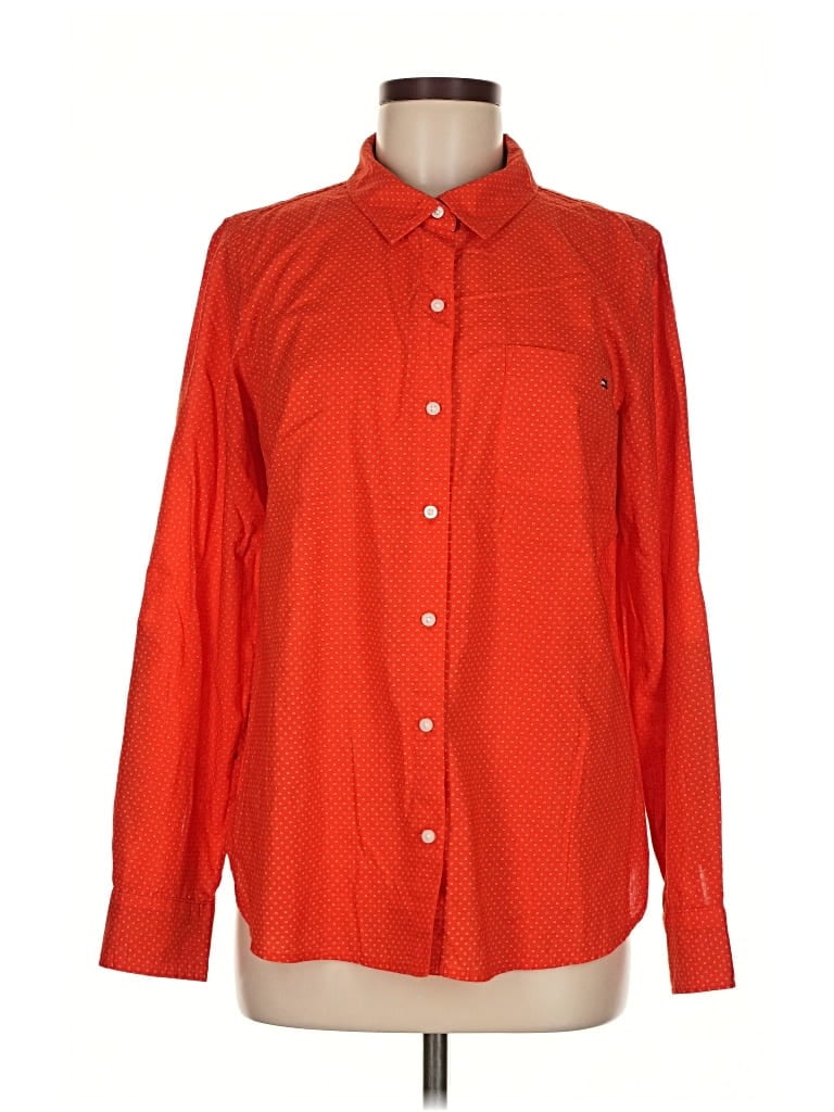 Pre-owned Tommy Hilfiger Long Sleeve Button Down Shirt In Orange