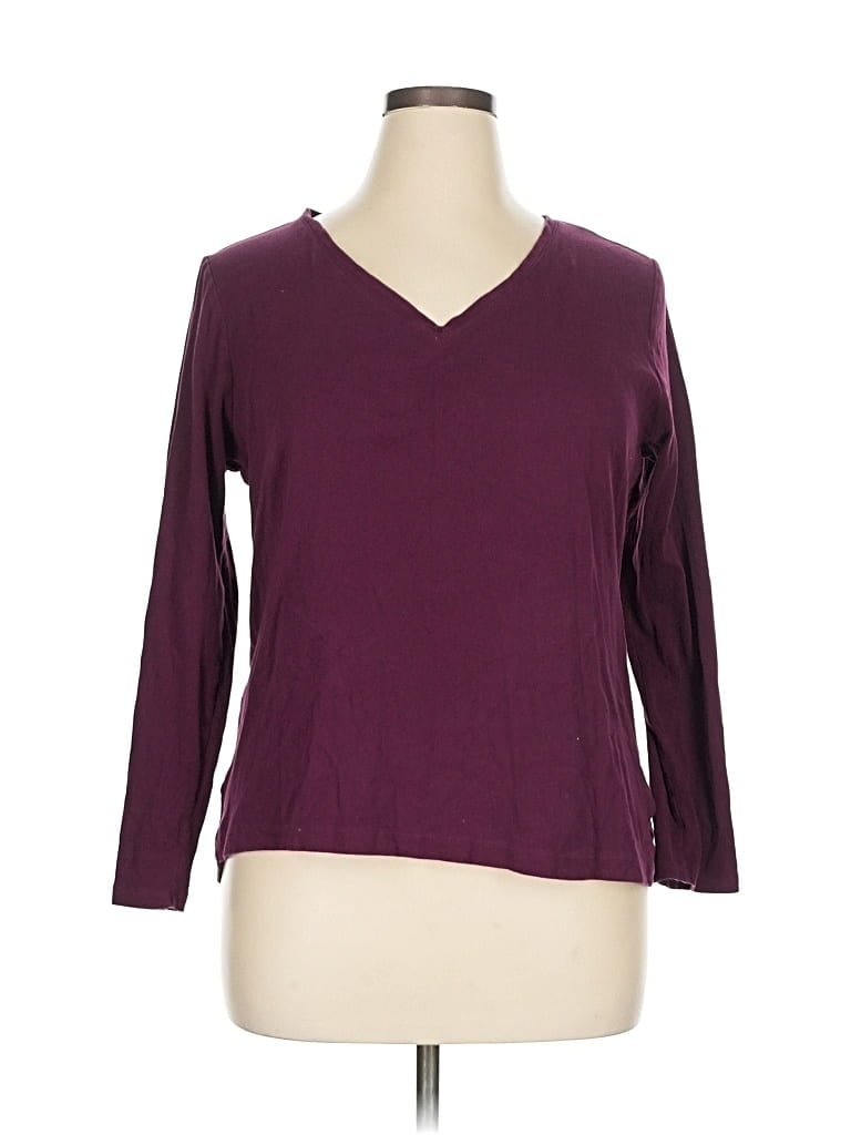 Pre-owned Croft & Barrow 3/4 Sleeve T-shirt In Burgundy