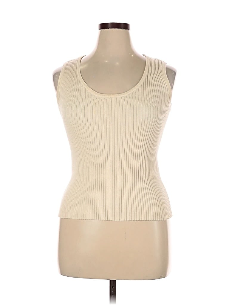 Pre-owned Newport News Tank Top Ivory Strapless Neckline Tops In White