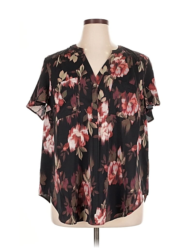 Pre-owned Torrid Short Sleeve Blouse In Black