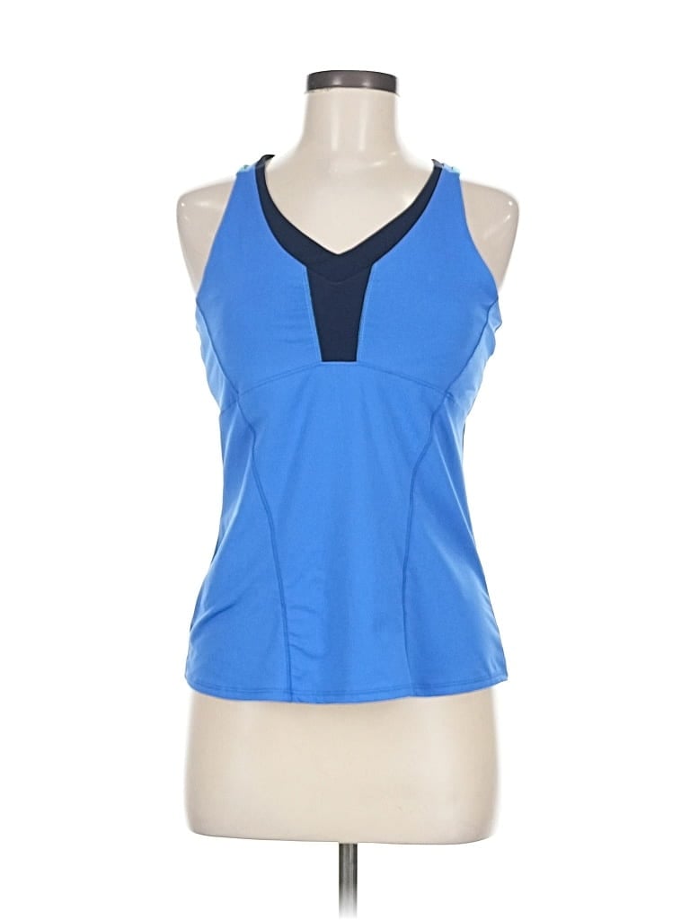 Pre-owned Lucky In Love Tank Top Blue Halter Neckline Tops
