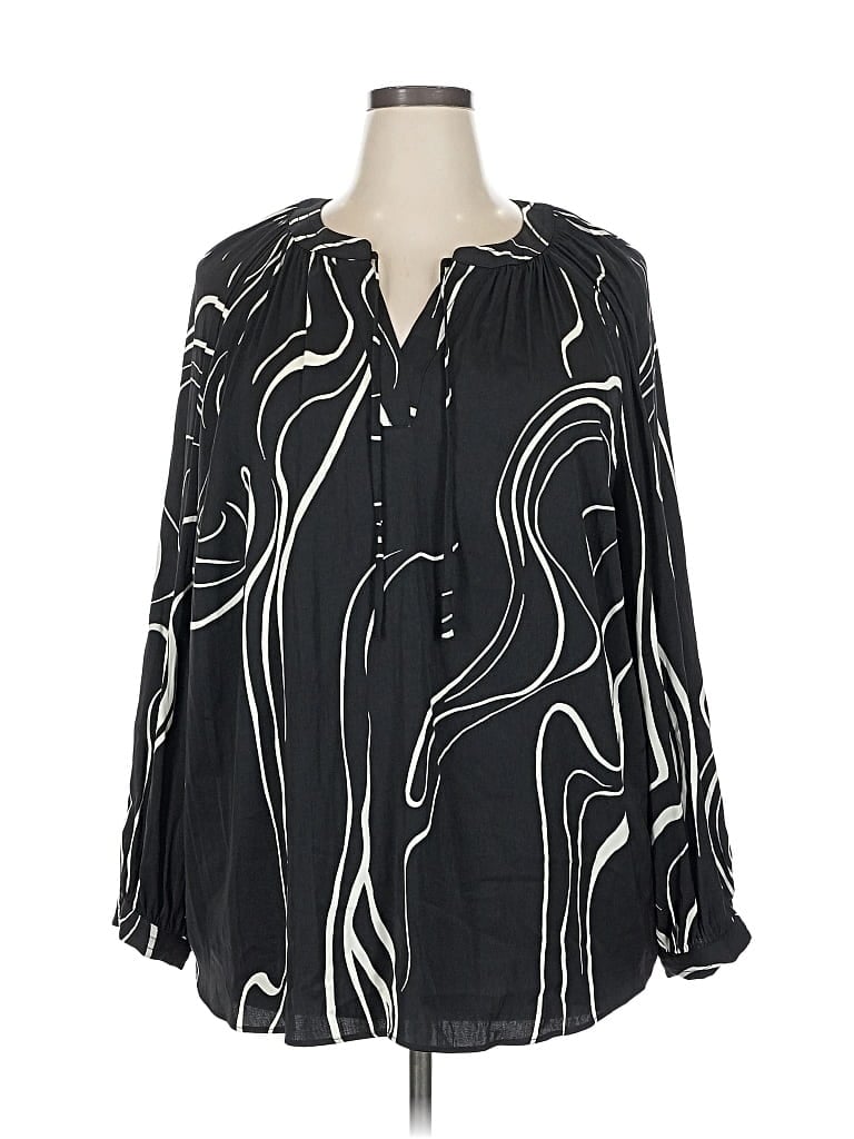 Pre-owned Nine West Long Sleeve Blouse In Black