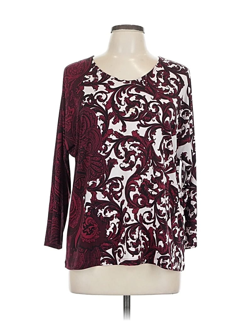 Pre-owned Easywear By Chico's 3/4 Sleeve Blouse In Burgundy