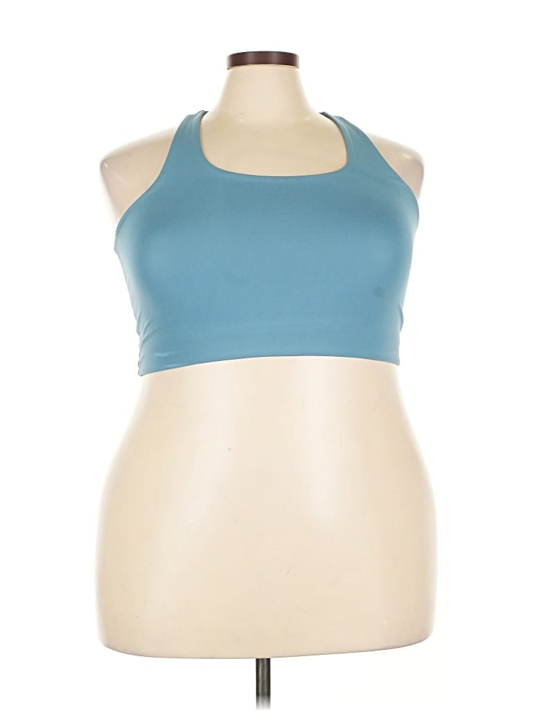 Pre-owned Girlfriend Collective Tank Top Teal Halter Neckline Tops In Blue