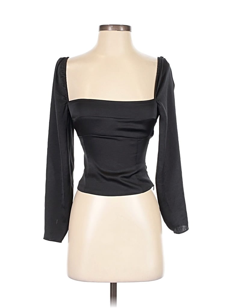 Pre-owned Wilfred 3/4 Sleeve Top Black Sweetheart Neckline Tops