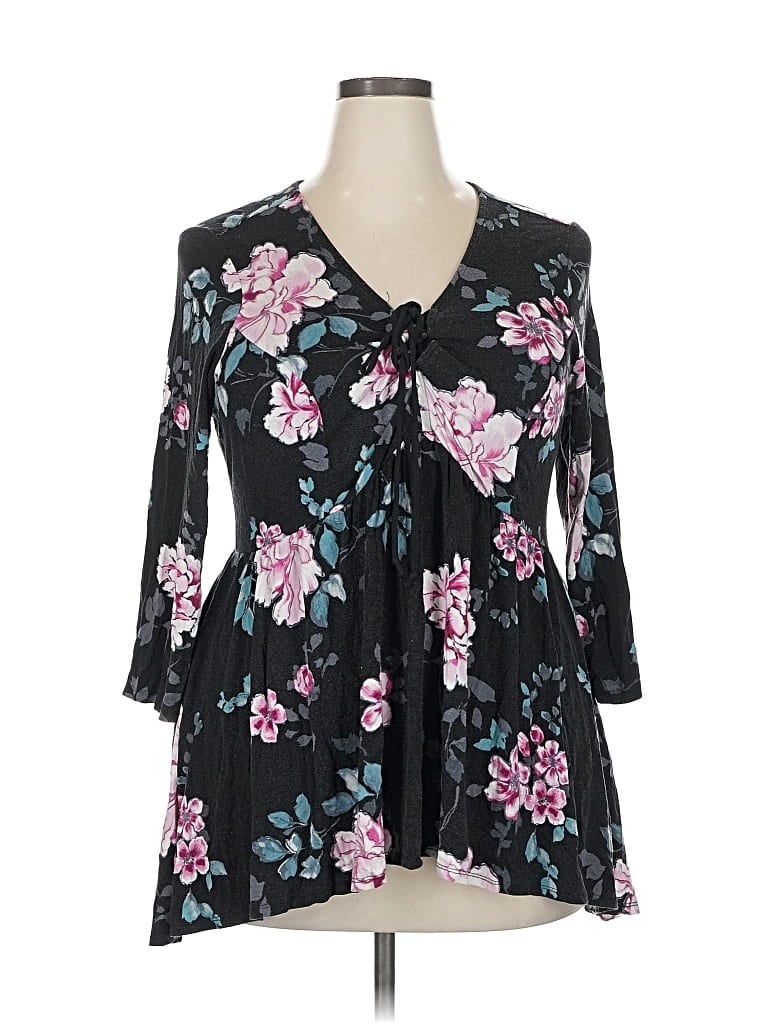 Pre-owned Torrid 3/4 Sleeve Blouse In Black