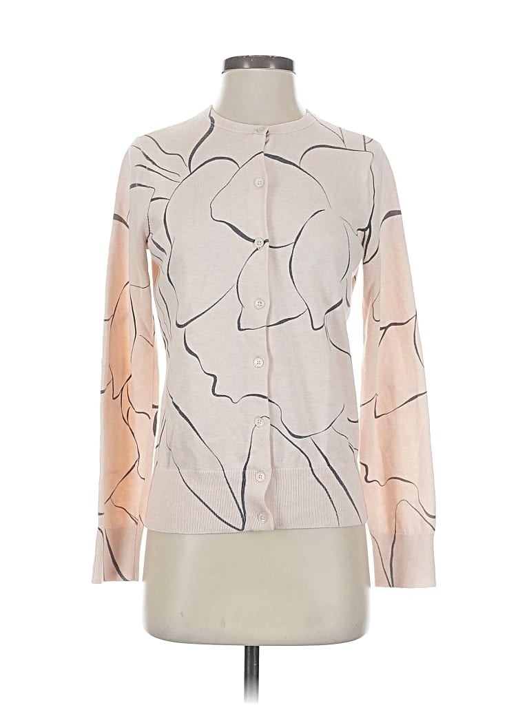 Pre-owned Lands' End Cardigan Sweater In White