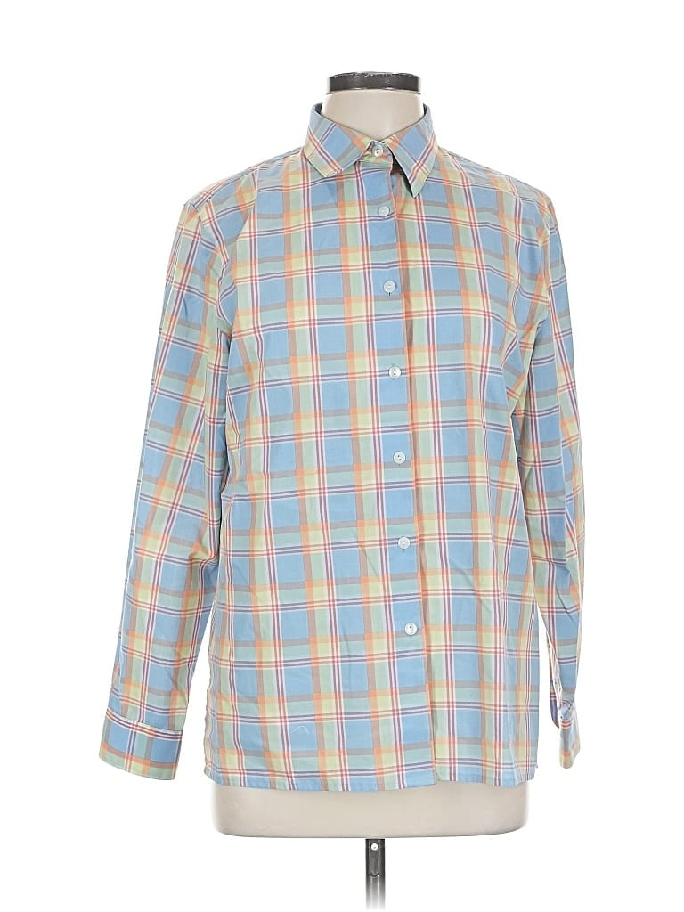 Pre-owned Foxcroft Long Sleeve Button Down Shirt In Blue