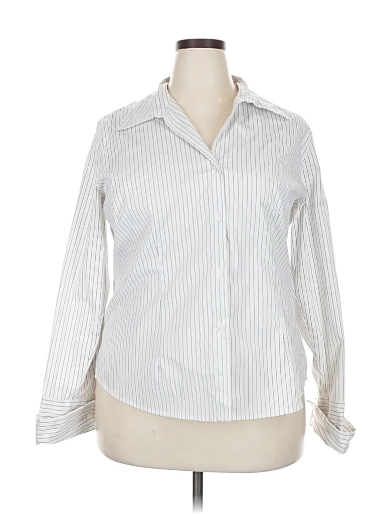 Pre-owned Dressbarn Long Sleeve Blouse In Silver